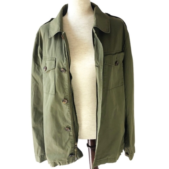 Banana Republic Women’s Army Green Button Down Lightweight Military Cargo Jacket - Picture 6 of 14